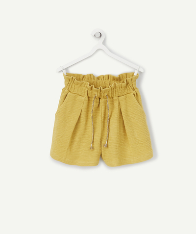 CategoryModel (8821758460046@1929)  - SHORT FILLE JAUNE EN COTON GAUFRÉ COUPE DROITE