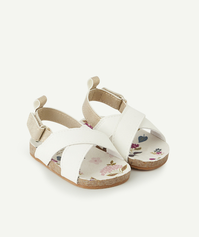 CategoryModel (8824502943886@29)  - CHAUSSONS STYLE SANDALES BÉBÉ FILLE BLANC ET COULEUR DORÉE