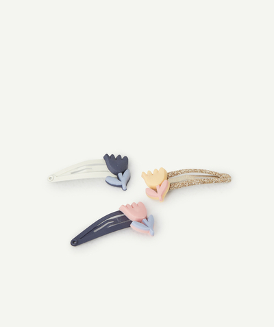 CategoryModel (8824502976654@15)  - BARRETTES BÉBÉ FILLE BLEU ET PAILLETÉ AVEC PATCHS FLEURS COLORÉS