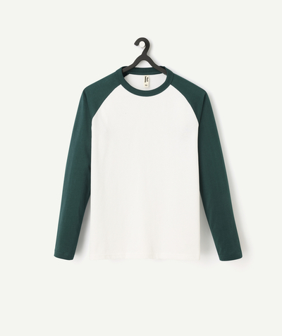 CategoryModel (8821770551438@333)  - t-shirt manches longues garçon en coton bio bicolore vert sapin et blanc