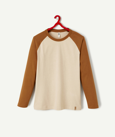 CategoryModel (8824896946318@530)  - T-SHIRT MET LANGE MOUWEN VOOR JONGENS VAN BIOKATOEN, BEIGE EN BRUIN