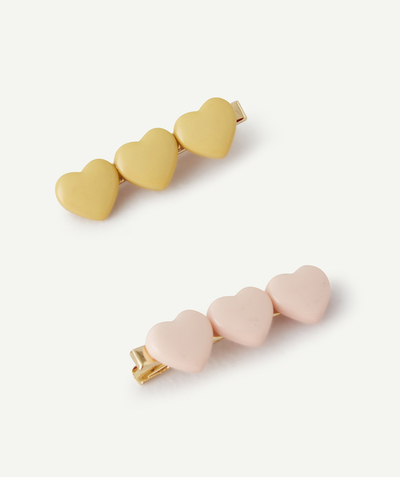 CategoryModel (8821758361742@10156)  - LOT DE 2 BARRETTES FILLE AVEC COEURS JAUNE ET ROSE