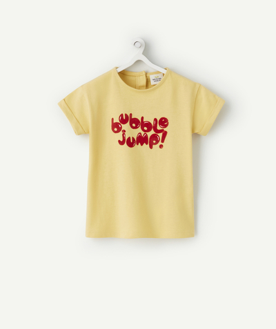 CategoryModel (8825354879118@28)  - T-SHIRT BÉBÉ FILLE EN COTON BIO JAUNE AVEC MESSAGE EN FEUTRINE