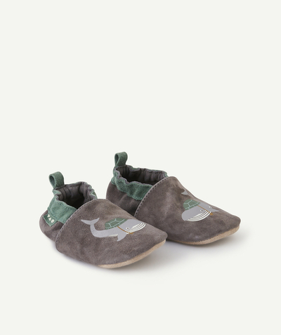 CategoryModel (8824437670030@2163)  - CHAUSSONS EN CUIR BÉBÉ GARÇON GRIS AVEC BALEINES