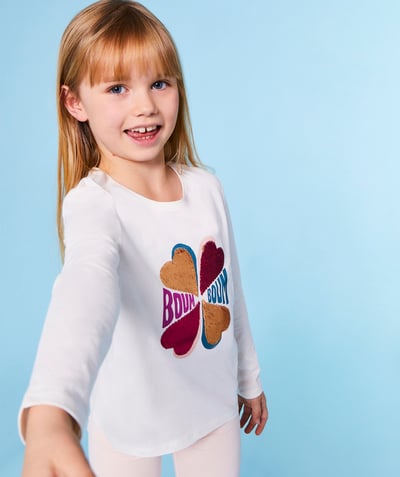 CategoryModel (8826108575886@7)  - ECRU T-SHIRT VOOR MEISJES VAN BIOKATOEN MET BLOEM MET OMKEERBARE LOVERTJES