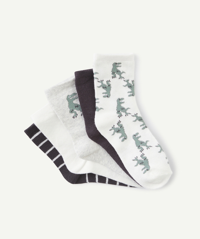 CategoryModel (8826404110478@264)  - LOT DE 5 CHAUSSETTES GARÇON BLANCHES ET NOIRES THÈME DES DINOSAURES