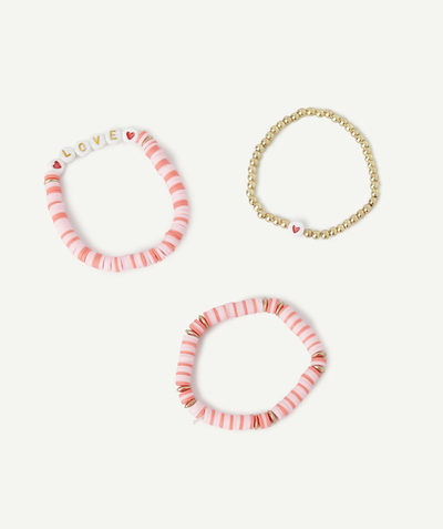 CategoryModel (8824929026190@714)  - LOT DE 3 BRACELETS FILLE AVEC PERLES ROSES ET COULEUR DORÉES