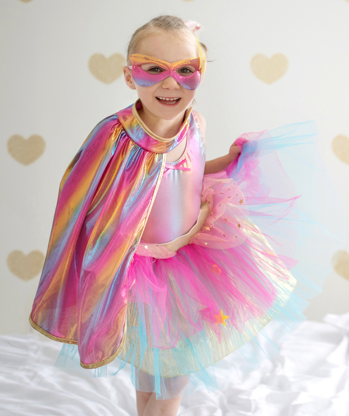   - DÉGUISEMENT SUPER-HÉROÏNE AVEC CAPE TUTU ET MASQUE ROSE