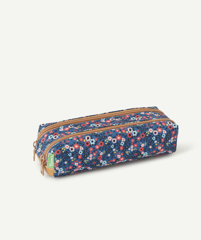   - LOU ANN BLUE PENCIL CASE WITH FLORAL PRINT