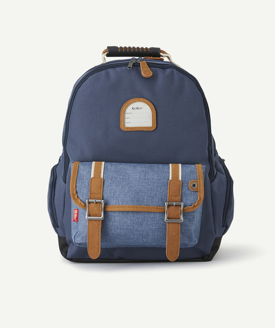 CategoryModel (8821762850958@75)  - NAVY BLUE AND BROWN BACKPACK WITH DOUBLE COMPARTMENT
