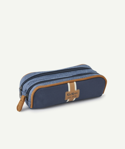 CategoryModel (8826108739726@7)  - NAVY BLUE AND BROWN PENCIL CASE WITH DOUBLE COMPARTMENT