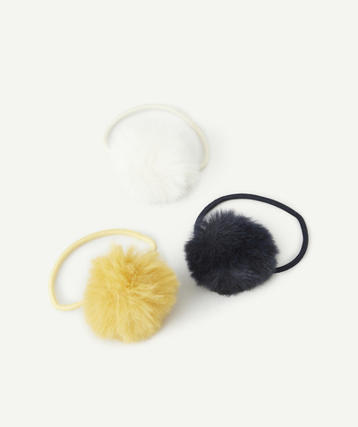 CategoryModel (8824502943886@27)  - LOT DE 3 ÉLASTIQUES FILLE AVEC POMPONS VERT JAUNE ET BLANC