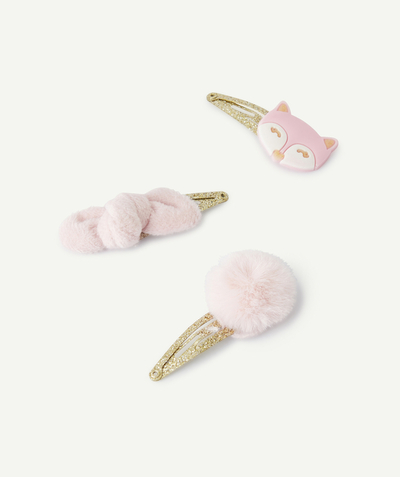CategoryModel (8821753381006@467)  - 3 glitter clips voor babymeisjes met roze pompon