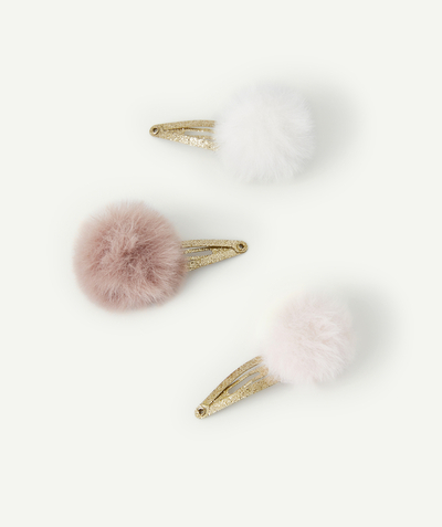 CategoryModel (8824928927886@20)  - LOT DE 3 BARRETTES BÉBÉ FILLE PAILLETÉES AVEC POMPONS