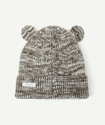 CategoryModel (8821756067982@179)  - GINA BEANIE IN BROWN AND CREAM ORGANIC COTTON RIBBED KNIT WITH BEAR EARS