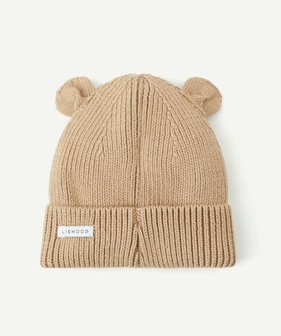 CategoryModel (8821754134670@240)  - GINA BEANIE IN BROWN ORGANIC COTTON RIBBED KNIT WITH BEAR EARS