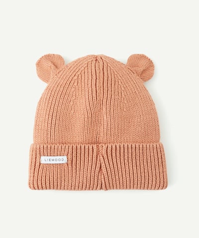 CategoryModel (8821754134670@240)  - GINA BEANIE IN PINK ORGANIC COTTON RIBBED KNIT WITH BEAR EARS