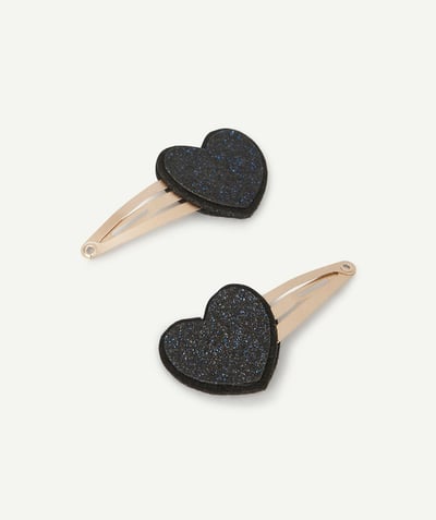 CategoryModel (8824502976654@15)  - LOT DE 2 BARRETTES BÉBÉ FILLE COEUR NOIR PAILLETÉ