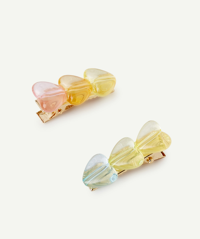 CategoryModel (8826174374030@297)  - LOT DE 2 BARRETTES BÉBÉ FILLE AVEC COEURS COLORÉS TRANSPARENTS