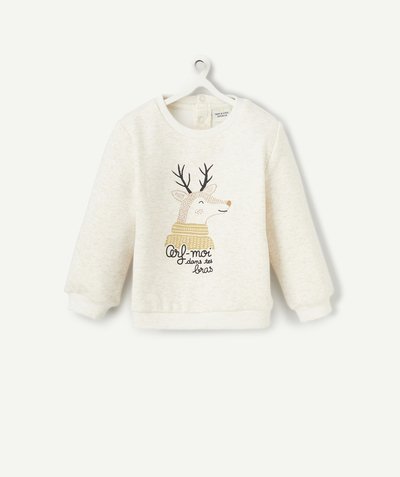 CategoryModel (8824896520334@13)  - SWEAT BÉBÉ GARÇON EN FIBRES RECYCLÉES ÉCRU CHINÉ MOTIF CERF