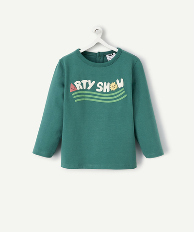 CategoryModel (8824535777422@129)  - T-SHIRT BÉBÉ GARÇON EN COTON BIO VERT AVEC MESSAGE ET MOTIFS PARTY SHOW