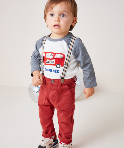 CategoryModel (8824502943886@29)  - ROESTKLEURIGE RECHTE BROEK MET BRETELS VOOR BABYJONGENS