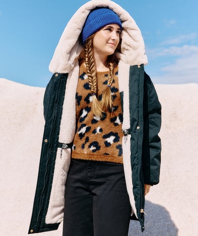 CategoryModel (8824765677710@341)  - PARKA À CAPUCHE FILLE EN REMBOURRAGE RECYCLÉ BLEU MARINE