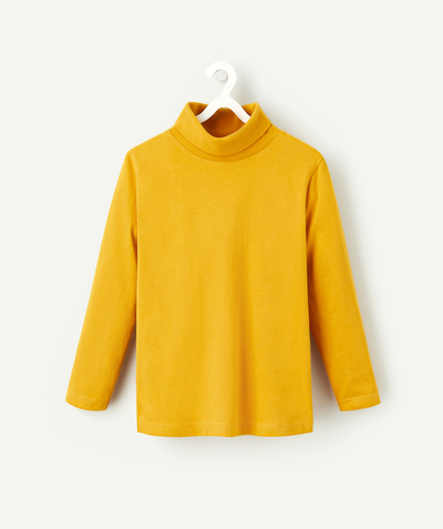 CategoryModel (8826305347726@64)  - SOUS-PULL GARÇON EN COTON JAUNE MOUTARDE COL ROULÉ