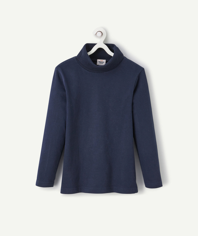 CategoryModel (8824668061838@546)  - SOUS-PULL COL ROULÉ GARÇON BLEU FONCÉ EN COTON