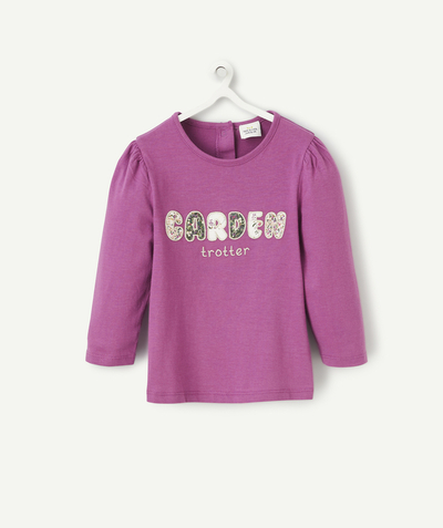 CategoryModel (8824437670030@2163)  - T-SHIRT MANCHES LONGUES EN COTON BIO VIOLET ET MESSAGE FLEURI