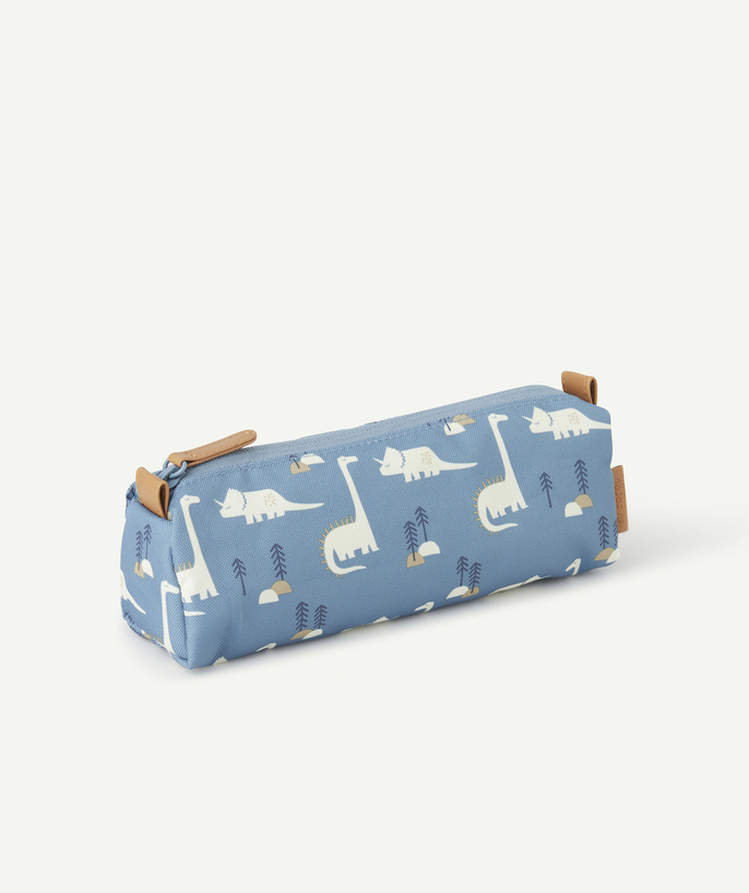   - BLAUWE ETUI MET DINOSAURUSOPDRUK VAN GERECYCLED PLASTIC VOOR KINDEREN