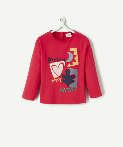 CategoryModel (8824502976654@15)  - FUCHSIAROZE T-SHIRT MET LANGE MOUWEN EN GEBORDUURDE PATCH VOOR BABYMEISJES