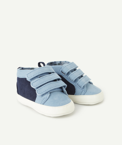 CategoryModel (8824535777422@129)  - SLOFJES IN SNEAKERSTIJL IN BLAUW FLUWEEL VOOR BABYJONGENS MET KLITTENBAND