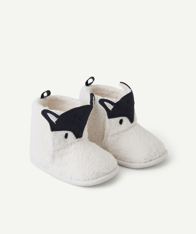 CategoryModel (8824502943886@29)  - CHAUSSONS MONTANTS BÉBÉ GARÇON EN SHERPA ÉCRU AU MOTIF RENARD