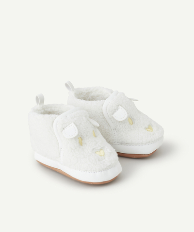 CategoryModel (8826108674190@5)  - CHAUSSONS BÉBÉ FILLE EN SHERPA BLANC AVEC MOTIFS BRODÉS