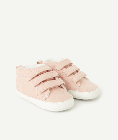 CategoryModel (8826108674190@5)  - CHAUSSONS STYLE BASKETS À SCRATCHS BÉBÉ FILLE EN VELOURS ROSE