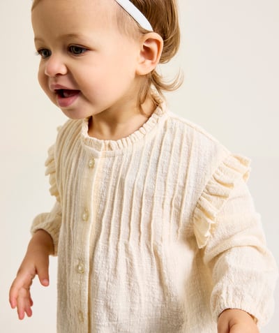 CategoryModel (8824437670030@2174)  - BLOUSE BÉBÉ FILLE EN COTON GAUFRÉ ÉCRU AVEC VOLANTS