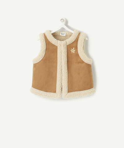 CategoryModel (8821752823950@491)  - MOUWLOOS GILET VOOR BABYMEISJES IN BEIGE EN BRUINE SCHAPENWOL