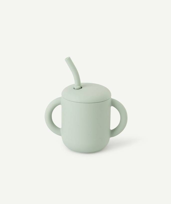   - TASSE D'APPRENTISSAGE EN SILICONE AVEC PAILLE VERTE