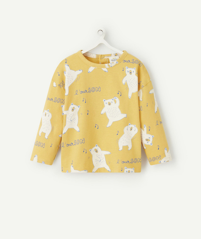 CategoryModel (8824437670030@2163)  - T-SHIRT MANCHES LONGUES BÉBÉ GARÇON EN COTON BIOLOGIQUE JAUNE THÈME OURSON