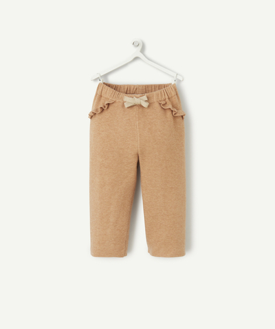 CategoryModel (8825421037710@564)  - PANTALON DROIT BÉBÉ FILLE EN FIBRES RECYCLÉES MARRON AVEC VOLANTS