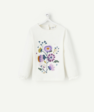 CategoryModel (8826076004494@13)  - T-SHIRT MET BLOEMEN IN RELIËF BIOLOGISCH KATOEN IN ECRU BABY MEISJES