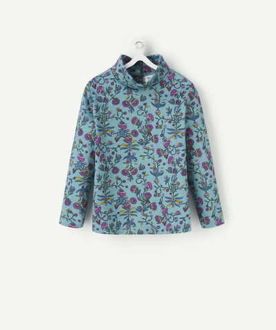 CategoryModel (8826108674190@5)  - SOUS-PULL BÉBÉ FILLE EN COTON BIO BLEU IMPRIMÉ FLEURI