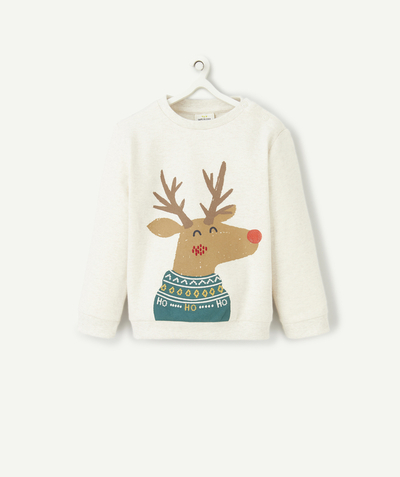 CategoryModel (8826076004494@13)  - ECRU KERST T-SHIRT MET LANGE MOUWEN VOOR BABYJONGENS EN RENDIEREN