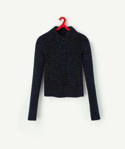 CategoryModel (8821764882574@299)  - PULL MANCHES LONGUES FILLE EN MAILLE CHENILLE BLEU