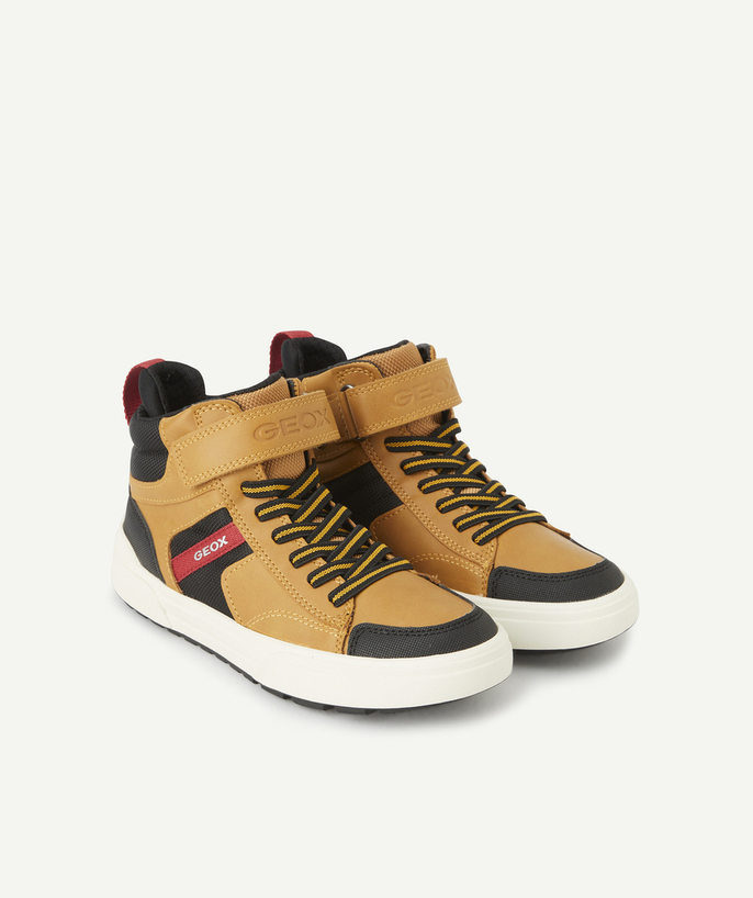   - BOYS' WEEMBLE TAN YELLOW AND BLACK HIGH-TOP TRAINERS