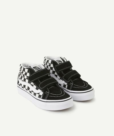 CategoryModel (8821772386446@224)  - BASKETS MI-MONTANTES À SCRATCHS NOIRE ET BLANCHE IMPRIMÉES DAMIER SK8